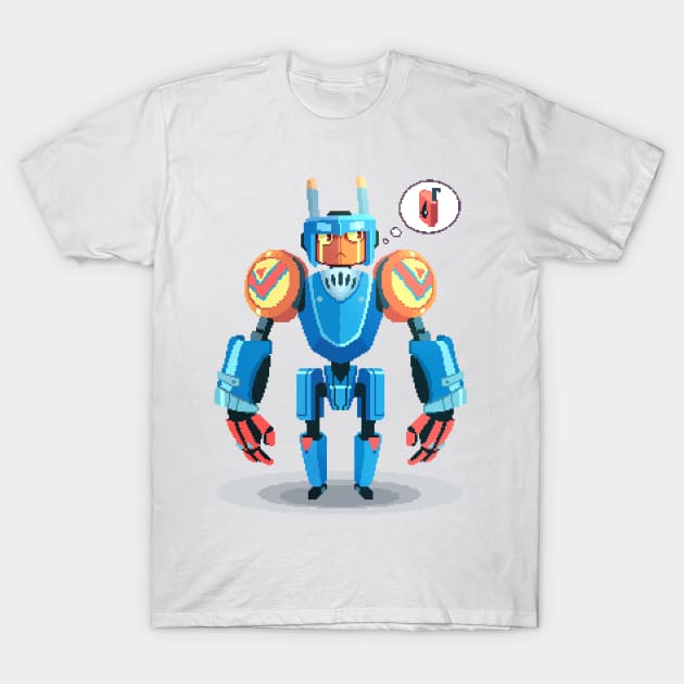 Blue Robot T-Shirt by GlassDesigns 